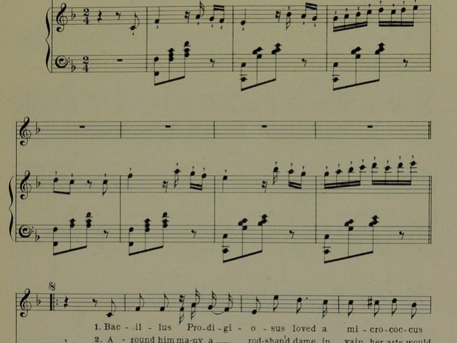 First page of sheet music for 'The lovesick Bacillus' song
