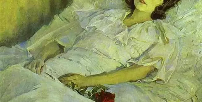 Painting of 'A Sick Girl' by Mikhail Nesterov (1928)