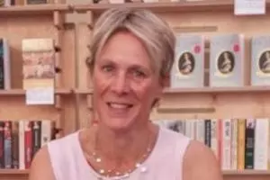 Kirsten Shepherd-Barr sits at a signing of her book, Modern Drama: a very short introduction